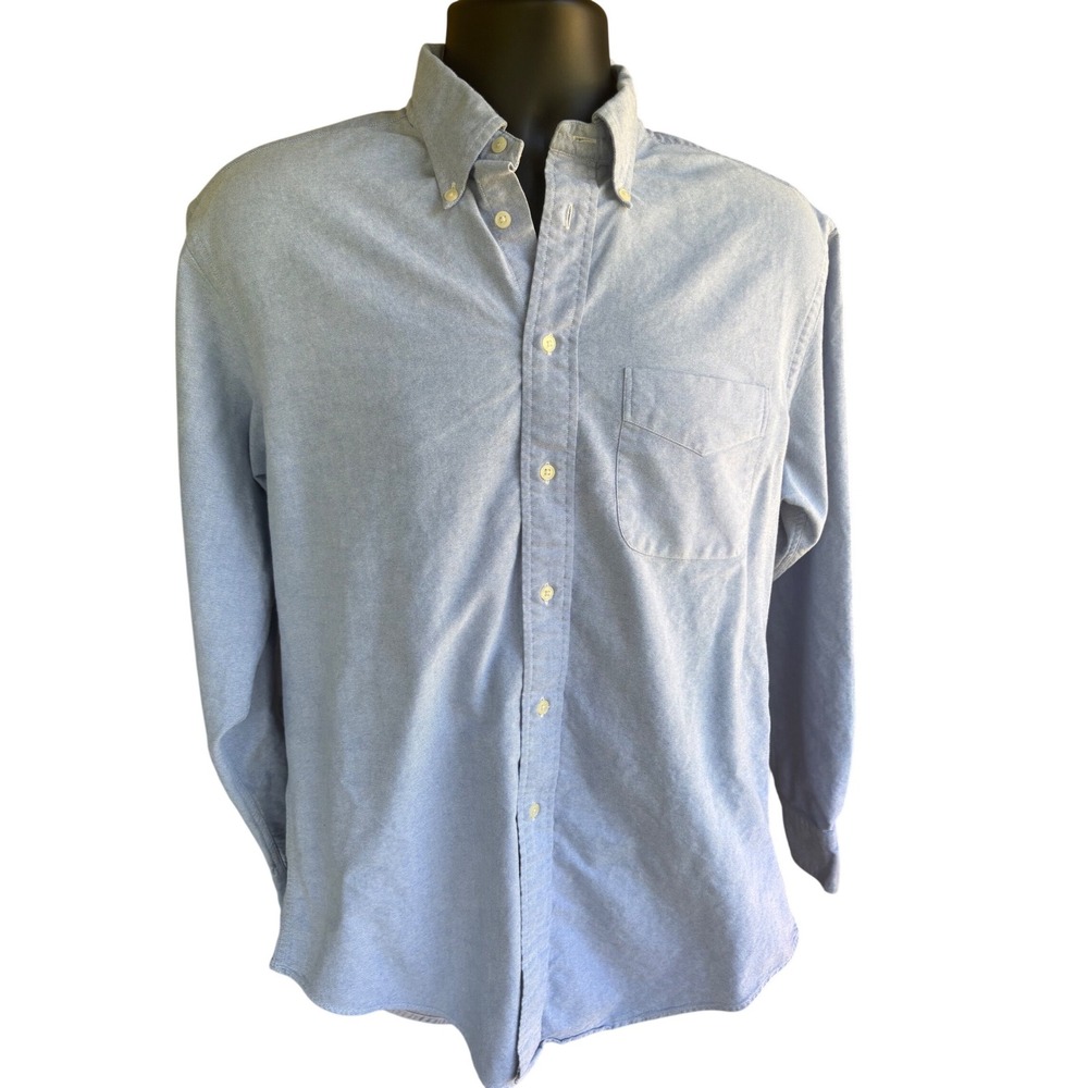 Club Room Mens Light Blue Cotton Oxford Button Down Shirt 16 34 Fitted LS